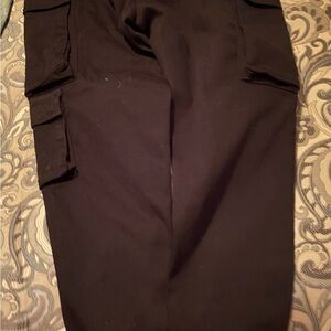 Black cargo pants; scrunch bottom